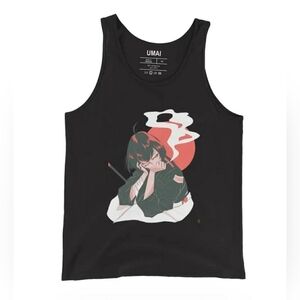 Umai Black Tank Top Anime Girl With A Sword Graphic Design
